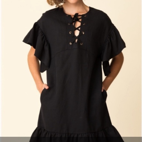Ulla Johnson Black Mini Ruffled Tassel Dress XS/2 - Picture 2 of 4